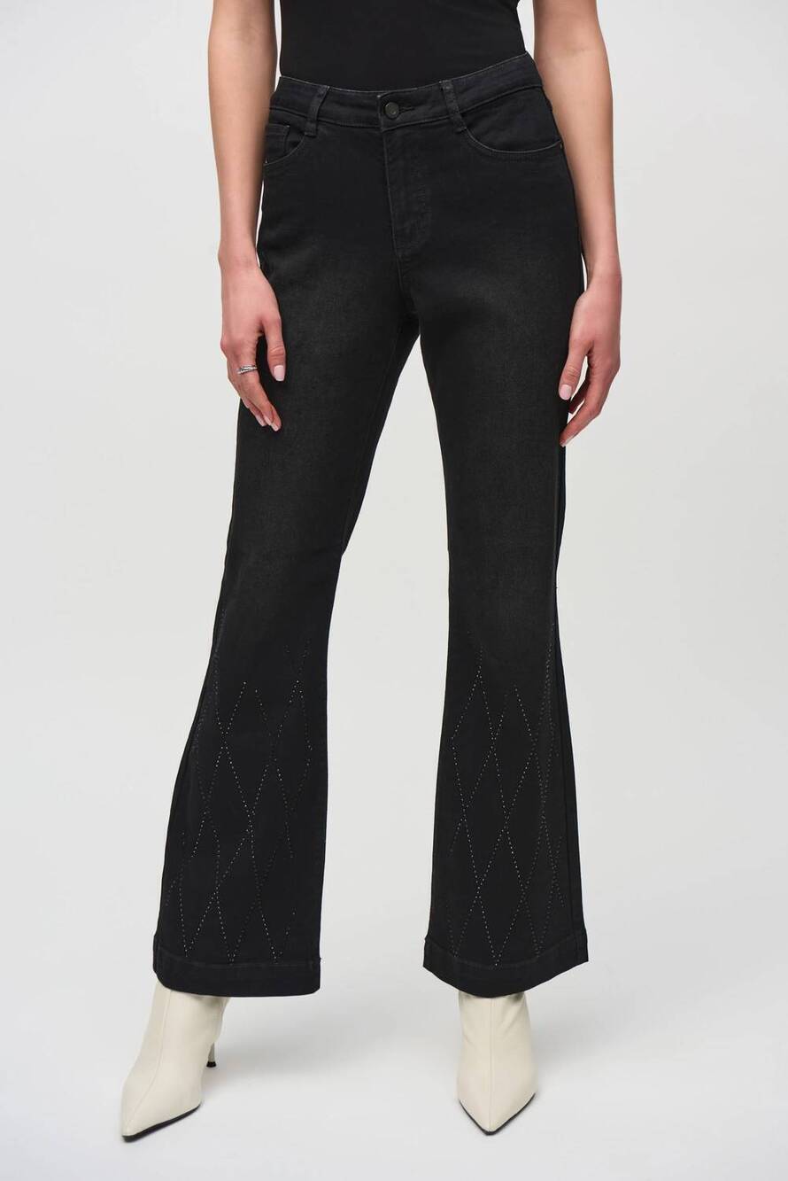 NEW JOSEPH RIBKOFF carina classic flared denim pants in black
